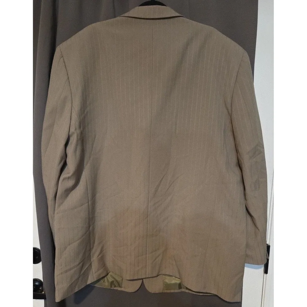 Carlo Zarelli Tan Pinstripe Suit Jacket, Men's 52R Blazer, Three Button, NWT‎
